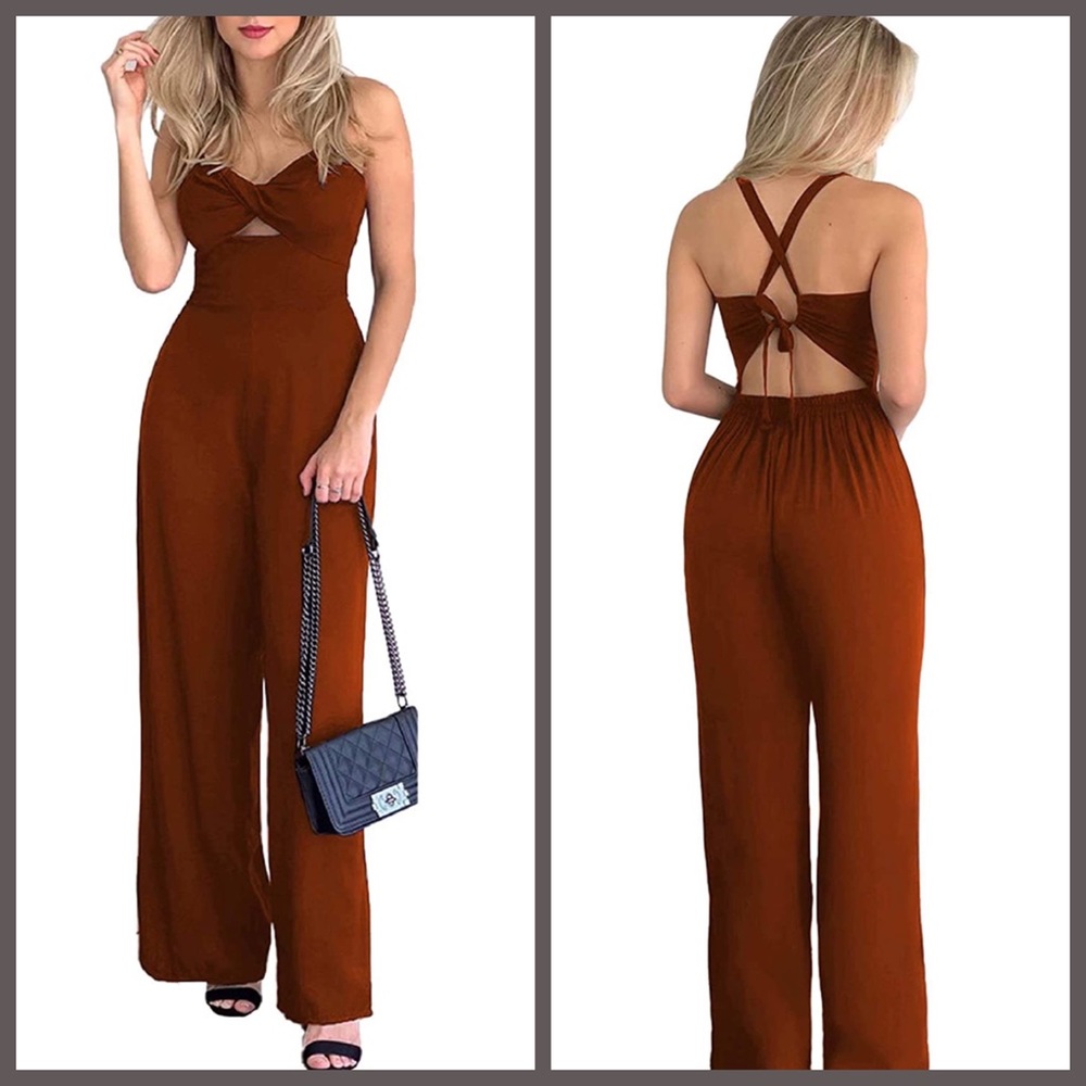 Women's Sleeveless Cut Out Wide Leg Jumpsuits